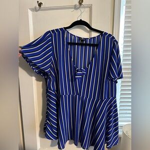 Blue striped A-line top Torrid